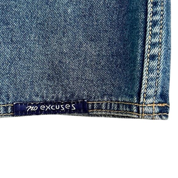 Vtg No Excuses Denim Button Front Skirt Sz 13/14 30” Waist Femme Fatale Patch - Picture 3 of 7
